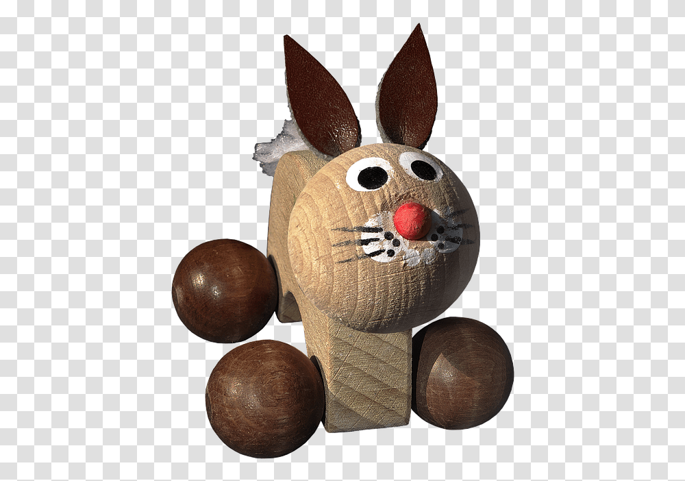 Easter Decoration Wooden Toys Hare Face Rabbit Animal Figure, Plant, Sphere, Hardwood, Sweets Transparent Png
