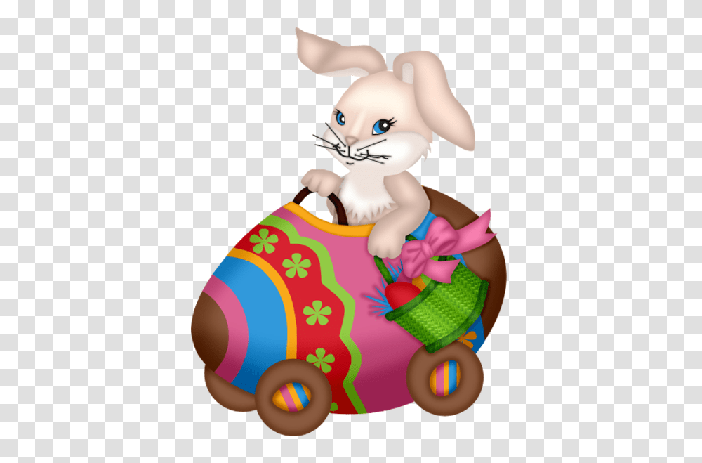 Easter Decorative Bunny With Cart Picture, Toy, Person Transparent Png