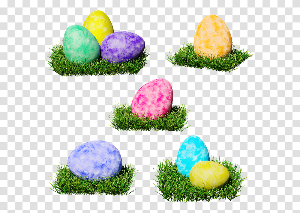 Easter Egg Colorful Colored Easter Nest Grass Colored Egg, Food Transparent Png