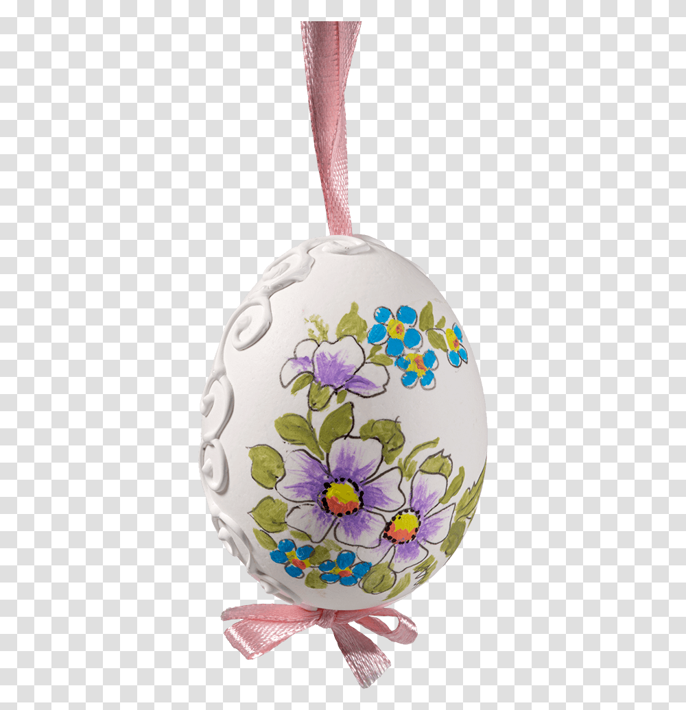 Easter Egg White With Mallow And Forget Me Not Locket, Porcelain, Pottery, Floral Design Transparent Png
