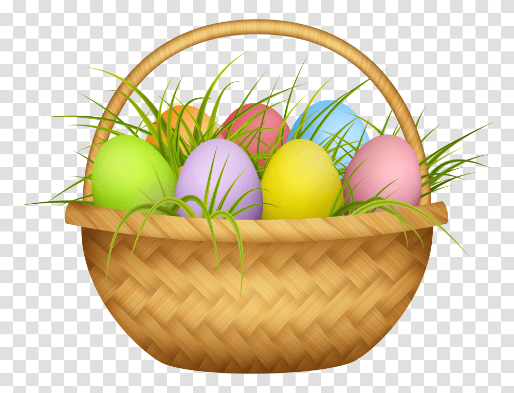 Easter Eggs Basket Easter Basket Background, Food Transparent Png