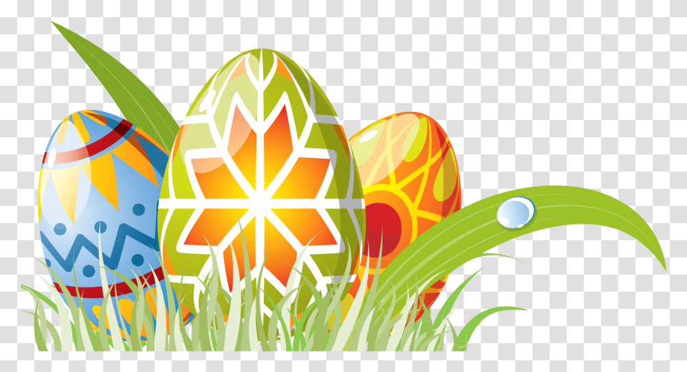 Easter Eggs In Grass Border Decoration Easter Eggs Clipart, Pattern, Floral Design, Food Transparent Png