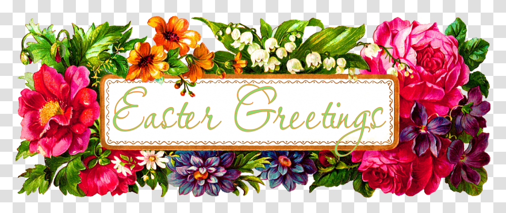 Easter Greeting Digital Wildflowers Rectangle Floral Frame, Floral Design, Pattern Transparent Png