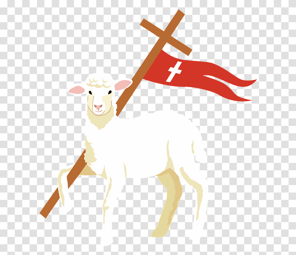 Easter Lamb And Jesus's Cross Clipart Free Download Animal Figure, Sheep, Mammal, Goat, Symbol Transparent Png