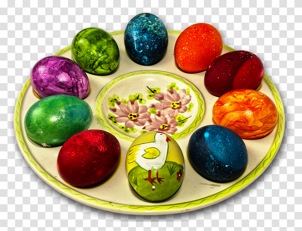 Easter Plate Easter Decoration Easter Eggs Egg, Food, Apple, Fruit, Plant Transparent Png
