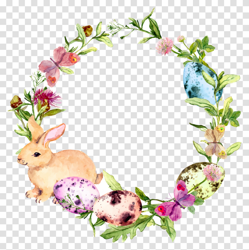 Easter Printed Designs Easter Wreath Watercolour, Flower, Plant, Blossom, Animal Transparent Png