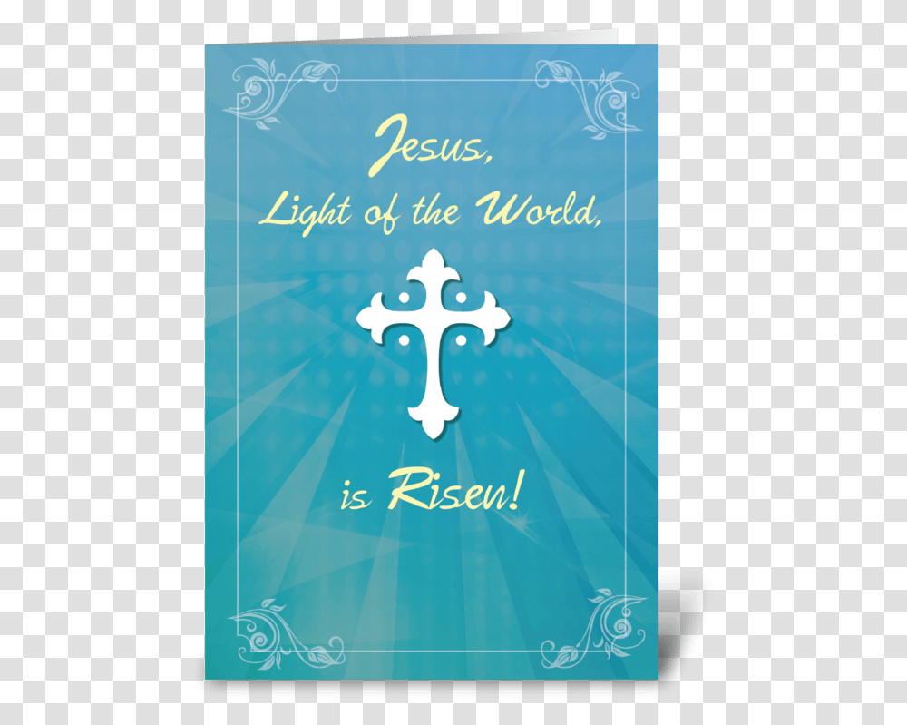 Easter Religious Cross And Rays On Teal Greeting Card Poster, Advertisement, Flyer, Paper, Brochure Transparent Png