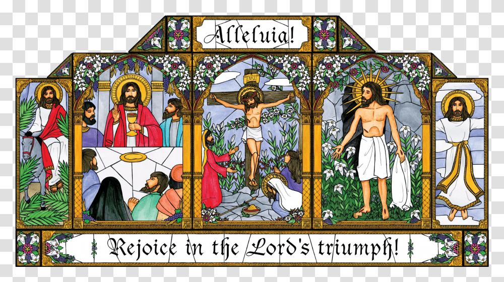 Easter Resurrection Stained Glass Easter Triduum Stained Glass, Person, Human Transparent Png