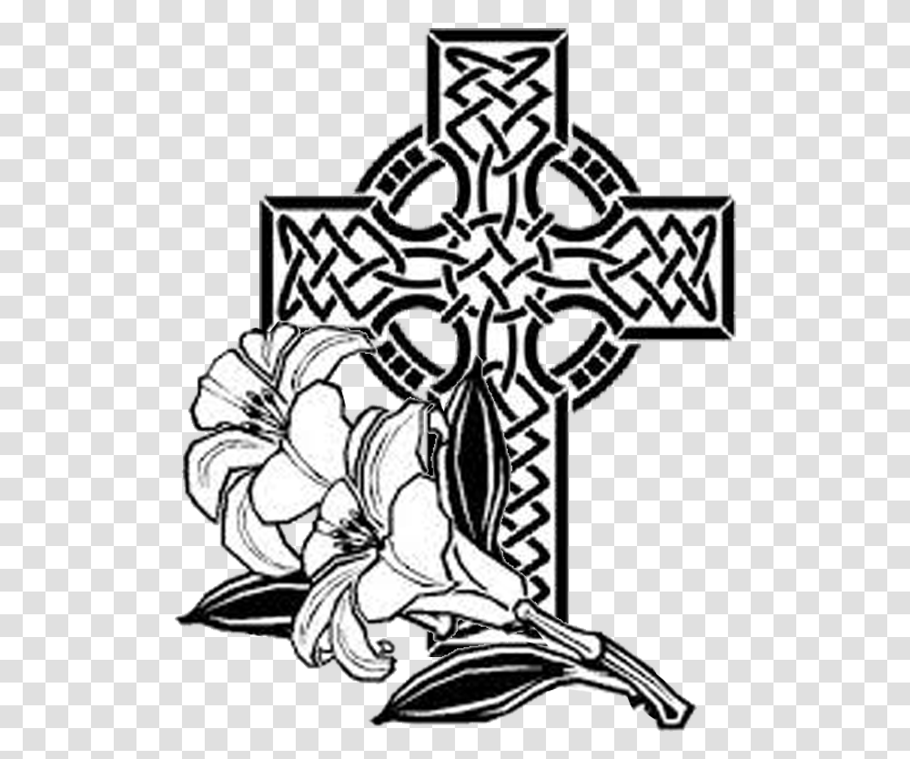 Easter Sunday April Celtic Cross Clipart Black And White, Floral Design, Pattern Transparent Png