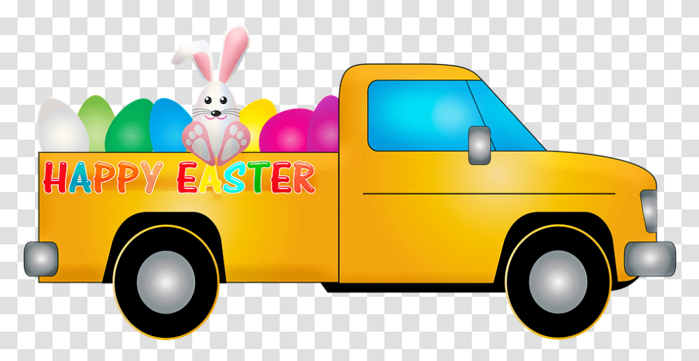 Easter Truck Easter Rabbit Bunny Easter Eggs Easter Truck, Vehicle, Transportation, Car, Automobile Transparent Png
