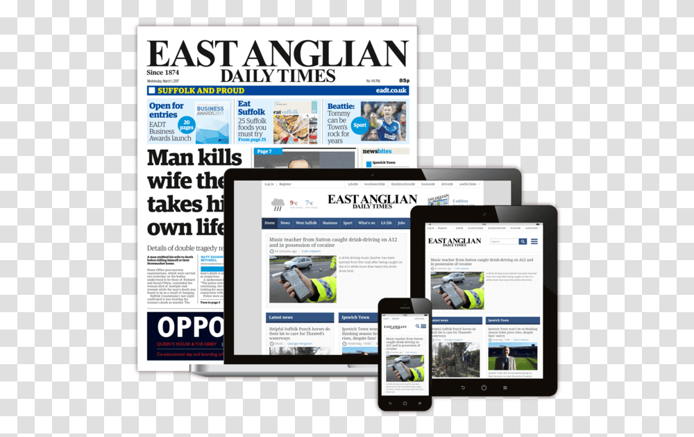 Eastern Daily Press Newspaper Times From Print To Online Edition, Mobile Phone, Electronics, Cell Phone Transparent Png