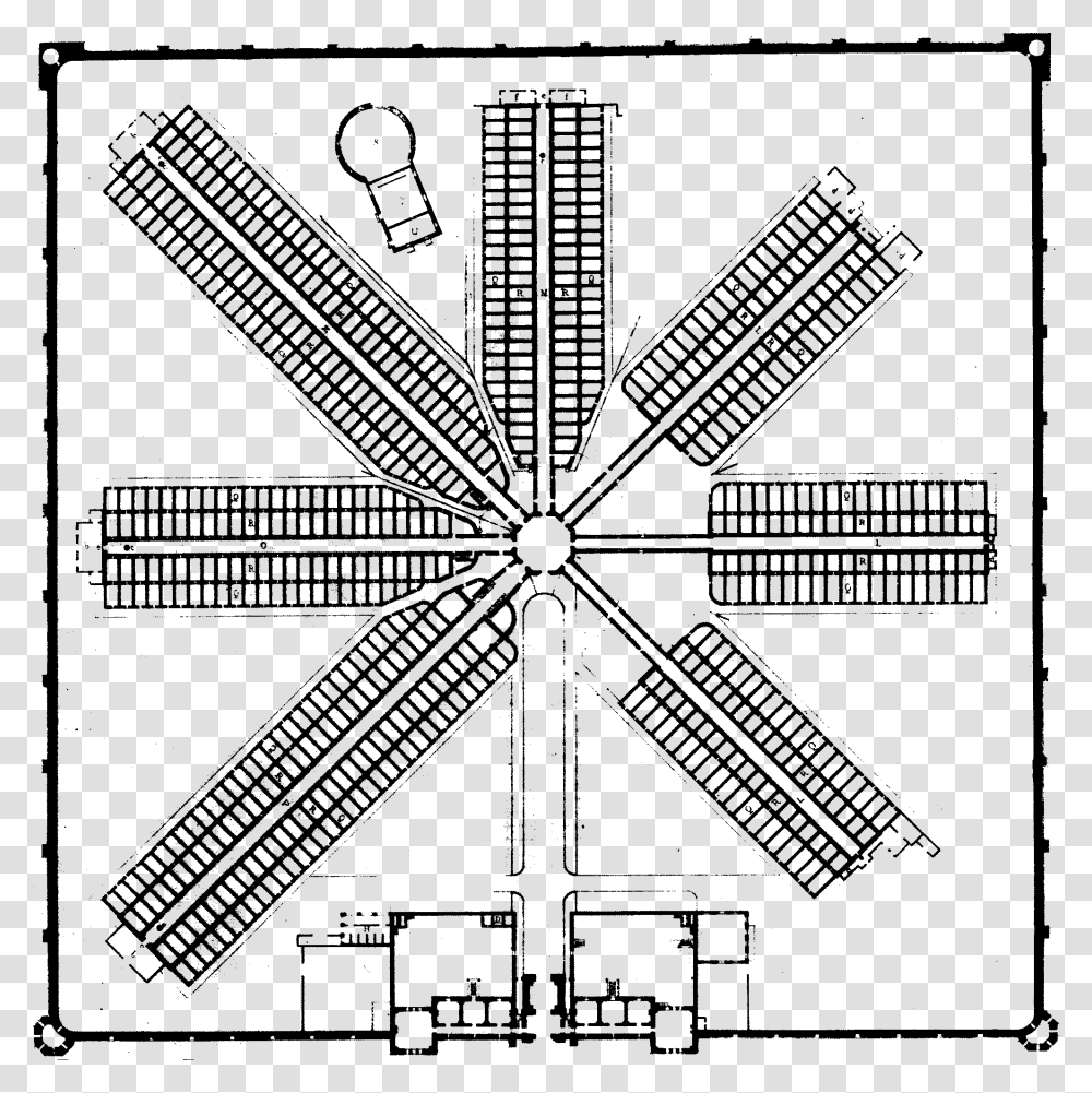 Eastern State Penitentiary Floor Plan 1836 Eastern State Penitentiary Plan, Architecture, Building, Brick, Utility Pole Transparent Png