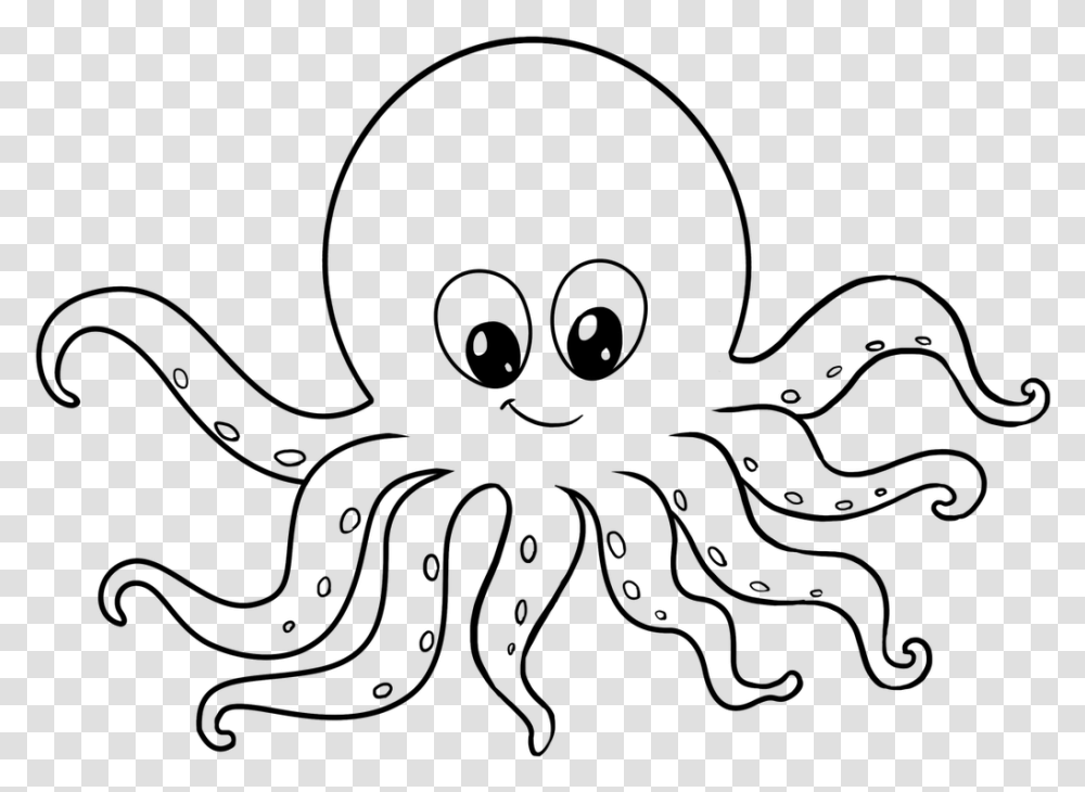 Easy Drawing Guides On Twitter Learn How To Draw A Octopus Drawing, Gray, World Of Warcraft Transparent Png