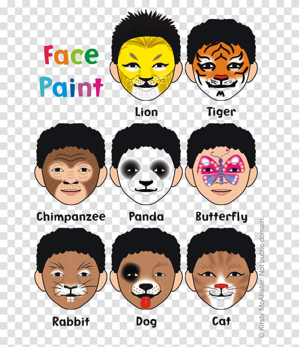 Easy Face Painting Ideas Animals, Head, Person, Human, Hair Transparent Png