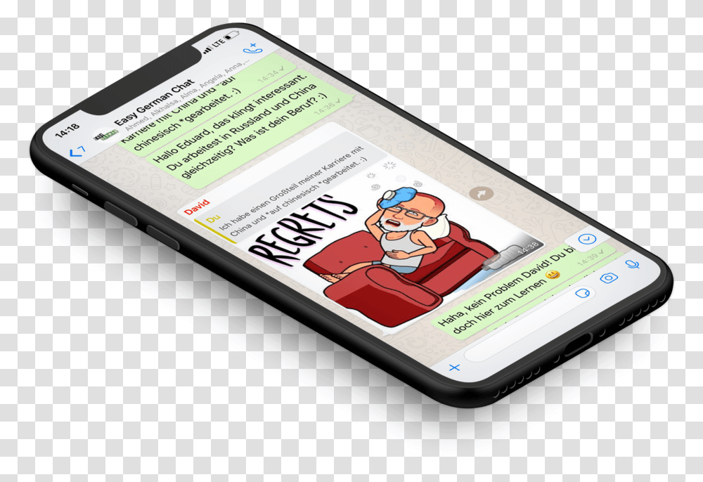 Easy German Chat Isometric Iphone Mockup, Mobile Phone, Electronics, Cell Phone Transparent Png