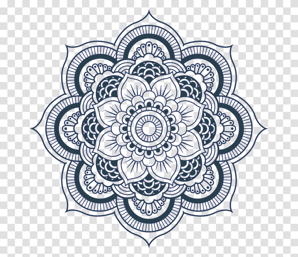 Easy Mandala Designs Design Flowers In Black And White, Pattern, Rug, Paisley, Fractal Transparent Png