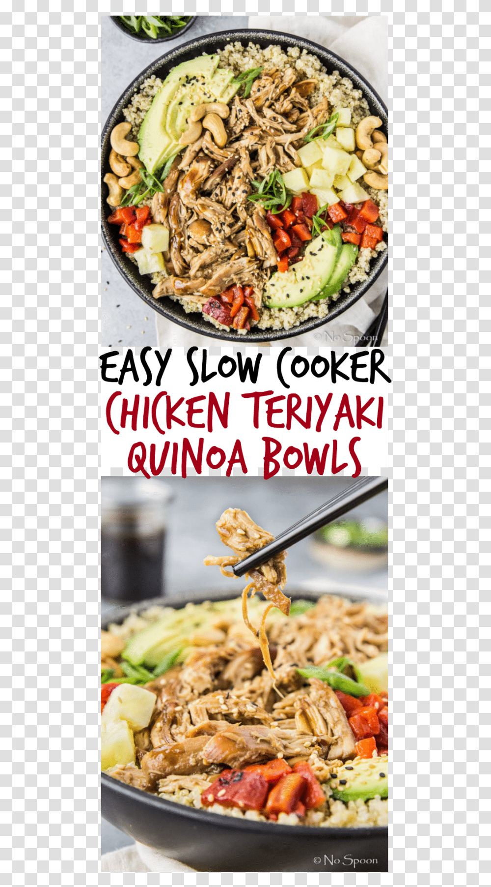 Easy Slow Cooker Chicken Teriyaki Quinoa Bowls Long Side Dish, Food, Meal, Plant, Produce Transparent Png