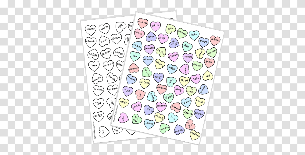 Easy Spanish Valentine Activities Spanish Playground Printable Conversation Hearts In Spanish, Rug, Text, Doodle, Drawing Transparent Png
