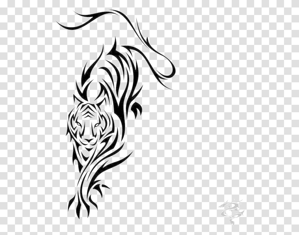 Easy Tiger Tattoos Clipart Tribal Tattoo Tiger Tattoo, Stencil, Dragon Transparent Png
