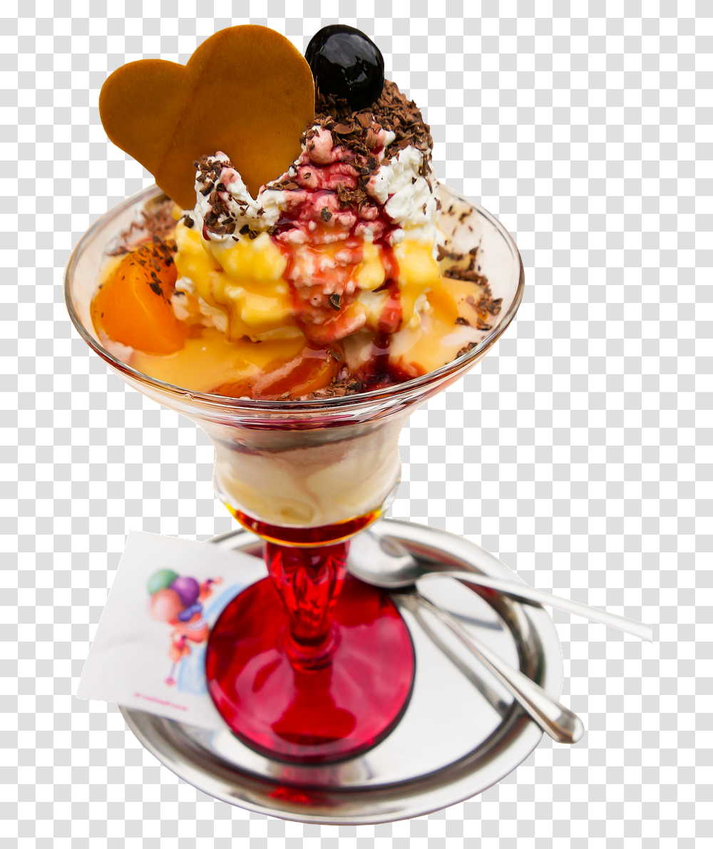 Eat Food Ice Free Picture Peach Ice Cream Parfaits, Dessert, Creme, Plant Transparent Png