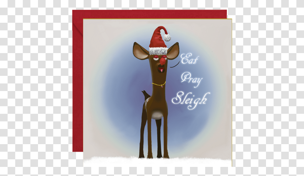 Eat Prey Sleigh Rudolph Christmas Card Deer, Wildlife, Mammal, Animal, Antelope Transparent Png