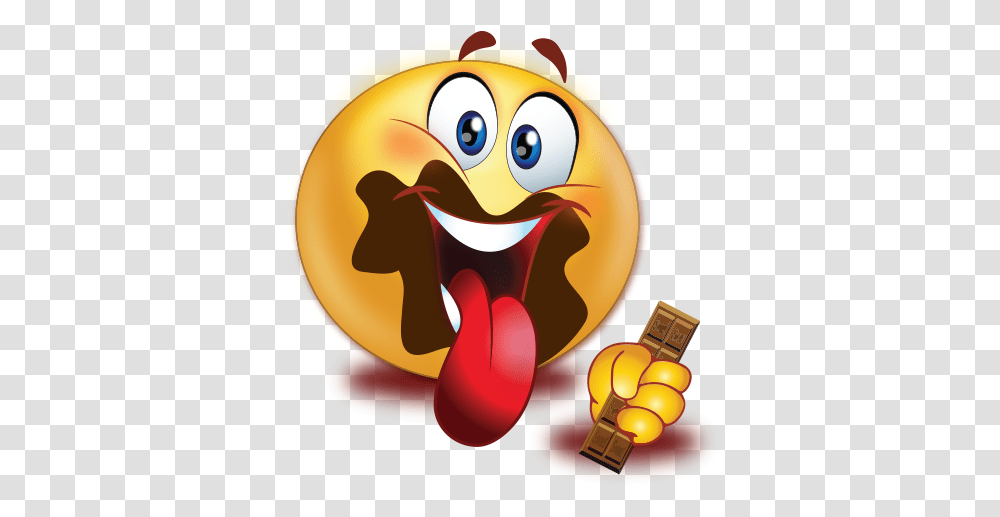 Eating Chocolate Emoji Chocolate Smiley, Animal, Food, Label, Text Transparent Png