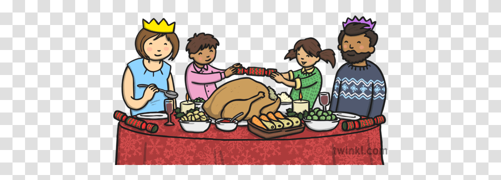 Eating Christmas Dinner Illustration Twinkl Eat Christmas Dinner Clip Art, Food, Supper, Meal, Person Transparent Png