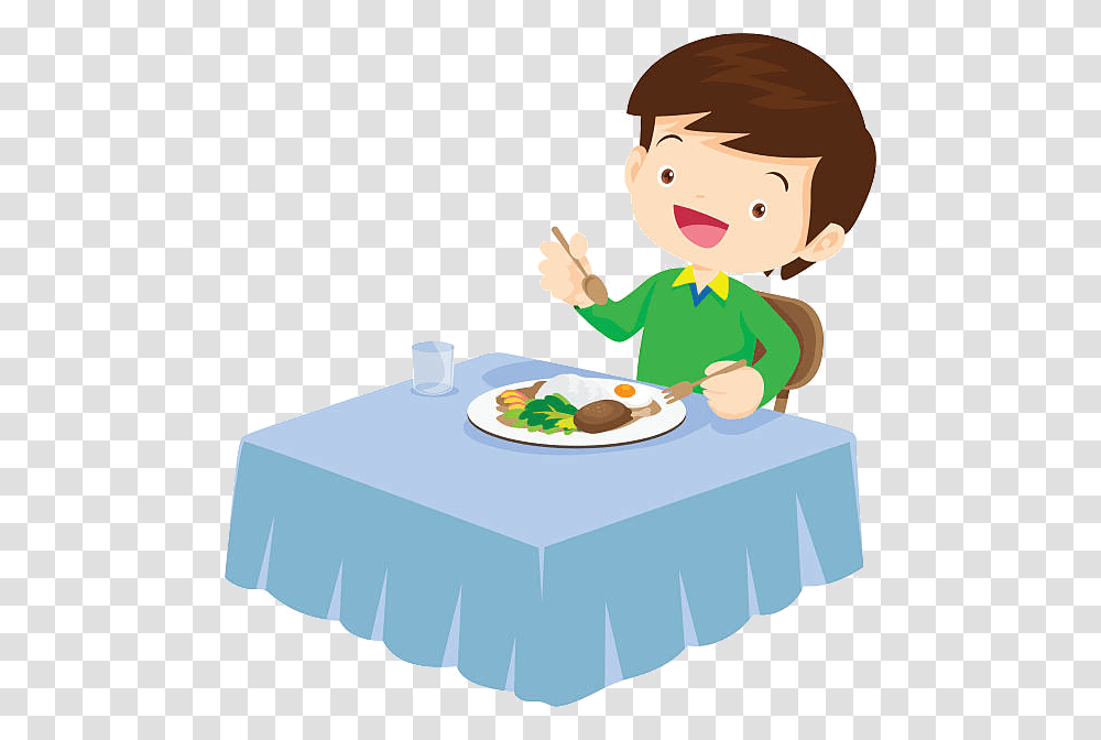 Eating Clipart Lunch X Boy Eating Meal Vector, Person, Human, Tablecloth, Food Transparent Png