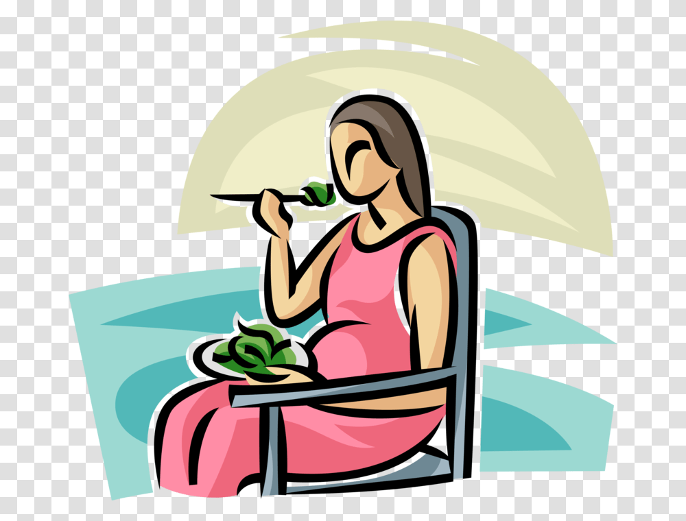 Eating Vector Mother Pregnant Woman Eating Clipart, Sitting, Outdoors, Female, Chair Transparent Png