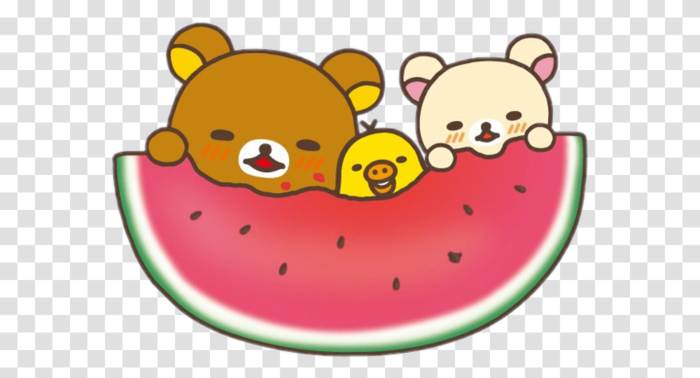 Eating Watermelon Clipart Rilakkuma Wallpaper Watermelon, Birthday Cake, Dessert, Food, Plant Transparent Png