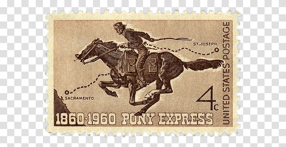 Ebay Pony Express Stamp, Person, Human, Horse, Mammal Transparent Png