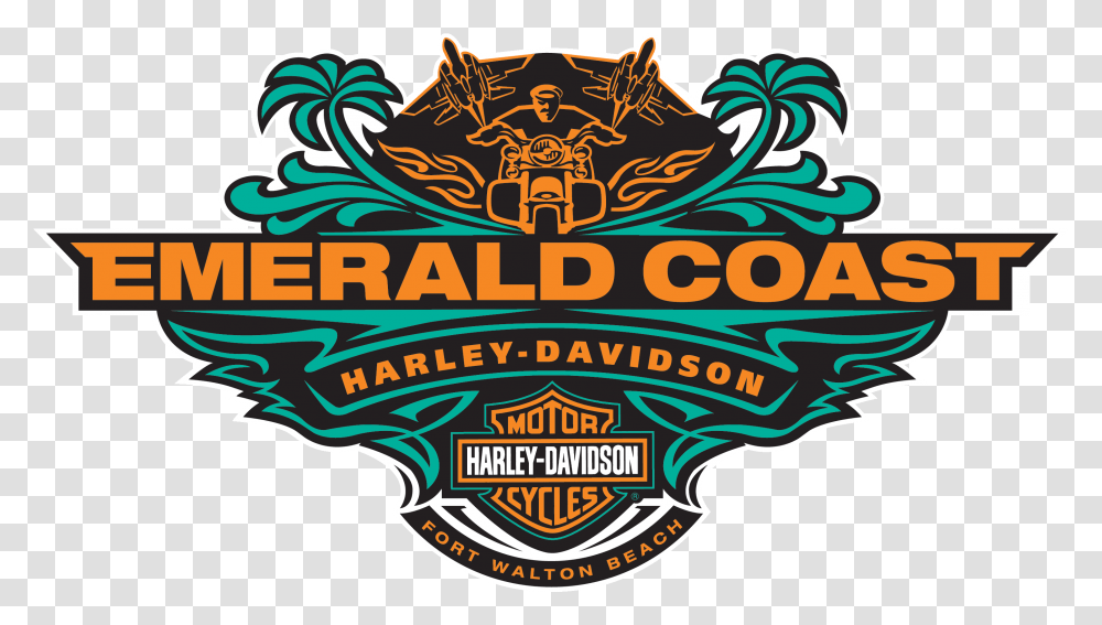 Echd Logo Emerald Coast Harley Davidson T Shirt Clipart Emerald Coast Harley Davidson Logo, Symbol, Trademark, Badge Transparent Png