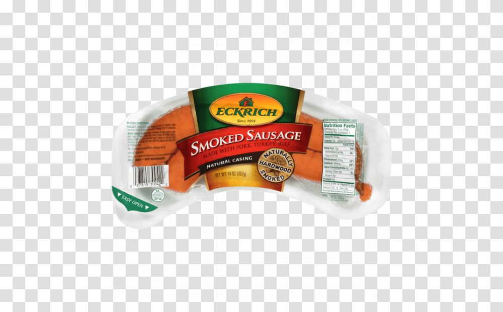 Eckrich Smoked Sausage 10, Tape, Plant, Food, Bread Transparent Png