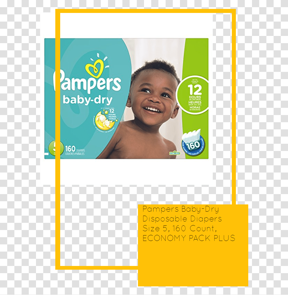 Economy Pack Plus Pampers Baby Dry Disposable Diapers Pampers Baby Dry Size 2 222 Count, Person, Smile, Face, Advertisement Transparent Png