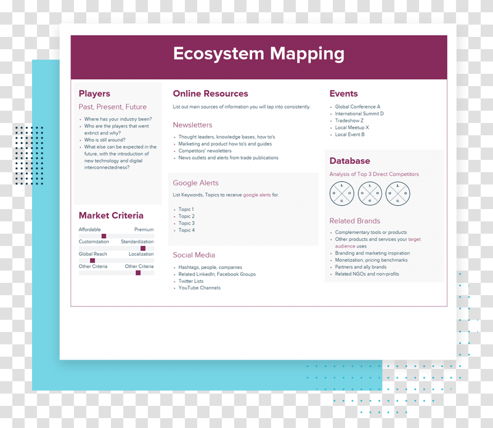 Ecosystem Mapping Template And Examples Xtensio Vertical, File, Text, Menu, Webpage Transparent Png