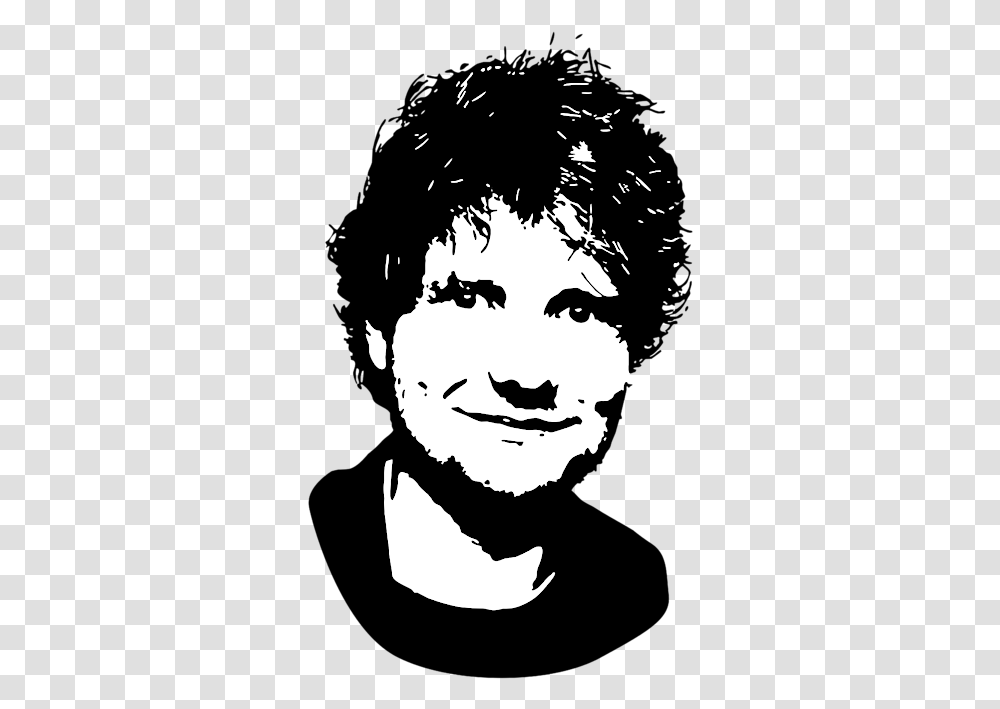 Ed Sheeran Duvet Cover Ed Sheeran Black And White Drawing, Stencil, Bird, Animal, Cat Transparent Png