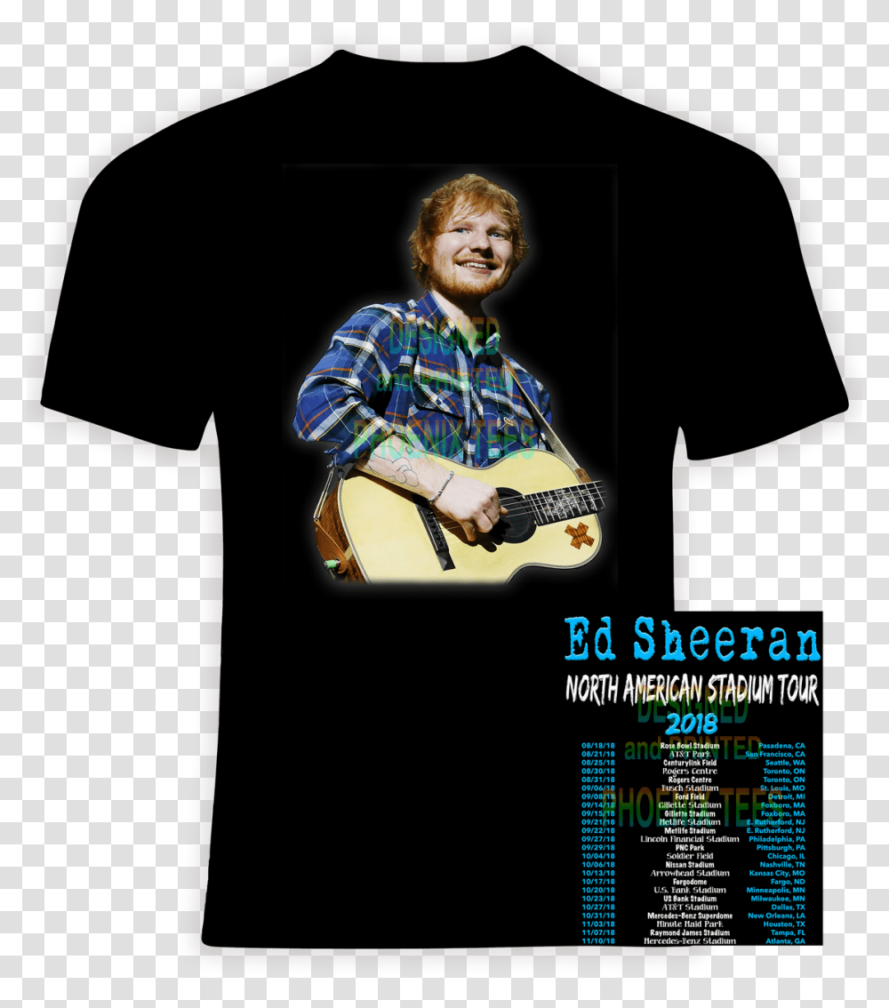 Ed Sheeran North American Stadium Concert T Shirt, Performer, Person, Human, Guitar Transparent Png