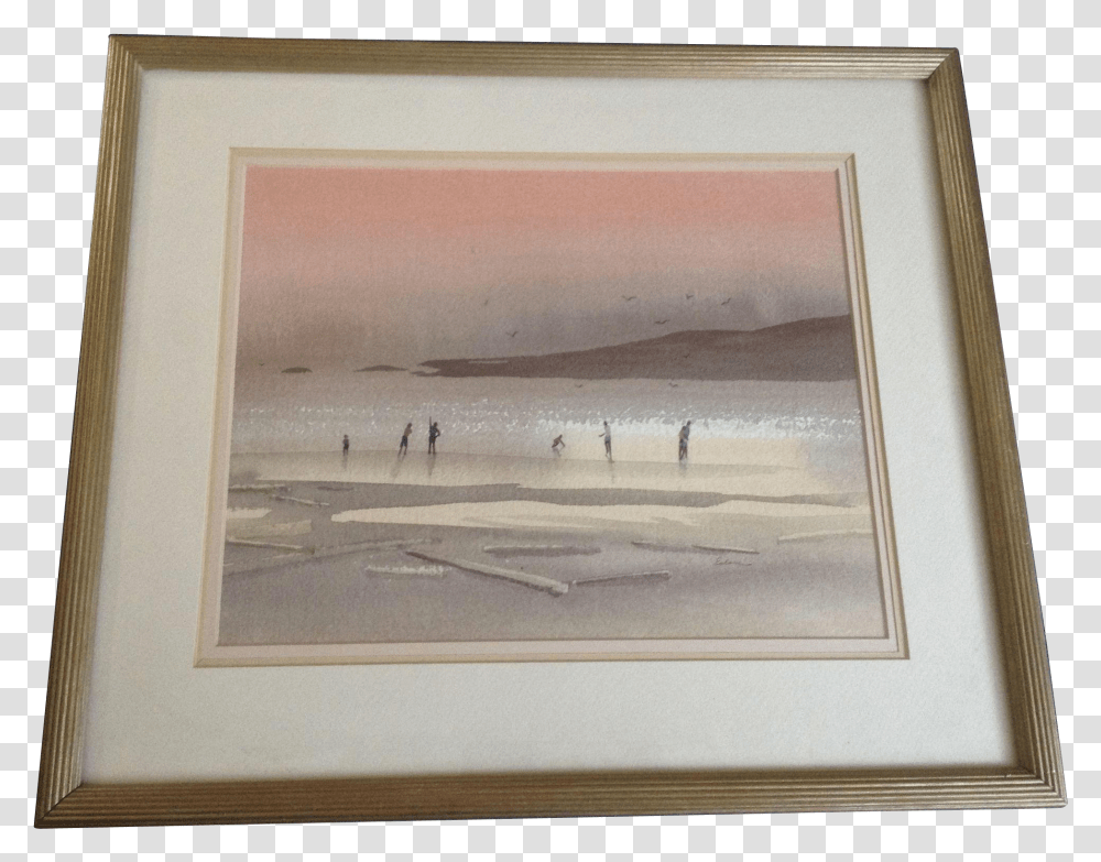 Eden The Beach At Sunset Seascape Watercolor Painting Picture Frame, Person, Human, Airplane Transparent Png
