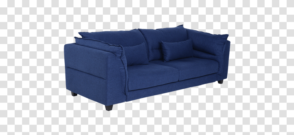 Edge Three Seater Sofa For Living Room In Blue Script Online, Couch, Furniture, Cushion, Pillow Transparent Png