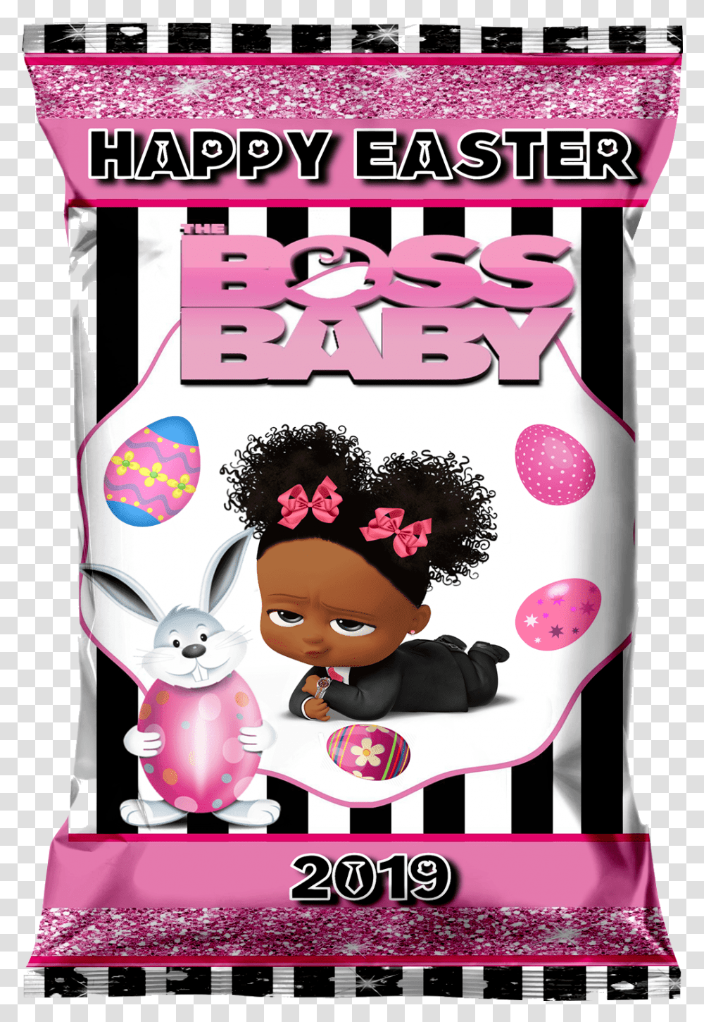 Editable Pink Boss Baby Easter Chip Bag Amp Juice Pouch, Label, Poster, Advertisement Transparent Png