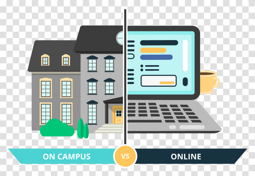 Education Comparison Infographic Online Vs Campus Education Hd, Computer Keyboard, Electronics, Building Transparent Png