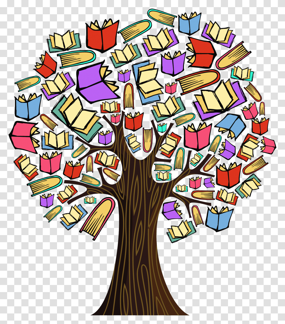 Education Tree Clipart Picture Royalty Free Stock Colourful Tree With Books As Leaves, Label, Alphabet Transparent Png