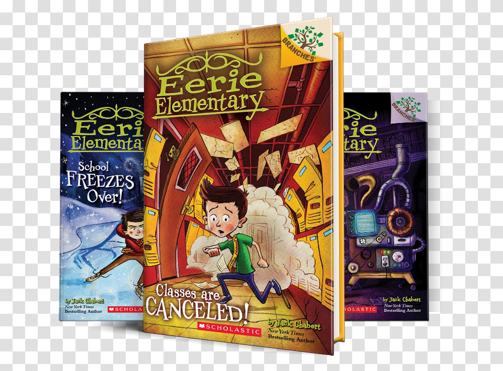 Ee Book Spread 3 Eerie Elementary Classes Are Cancelled, Advertisement, Comics, Paper, Person Transparent Png