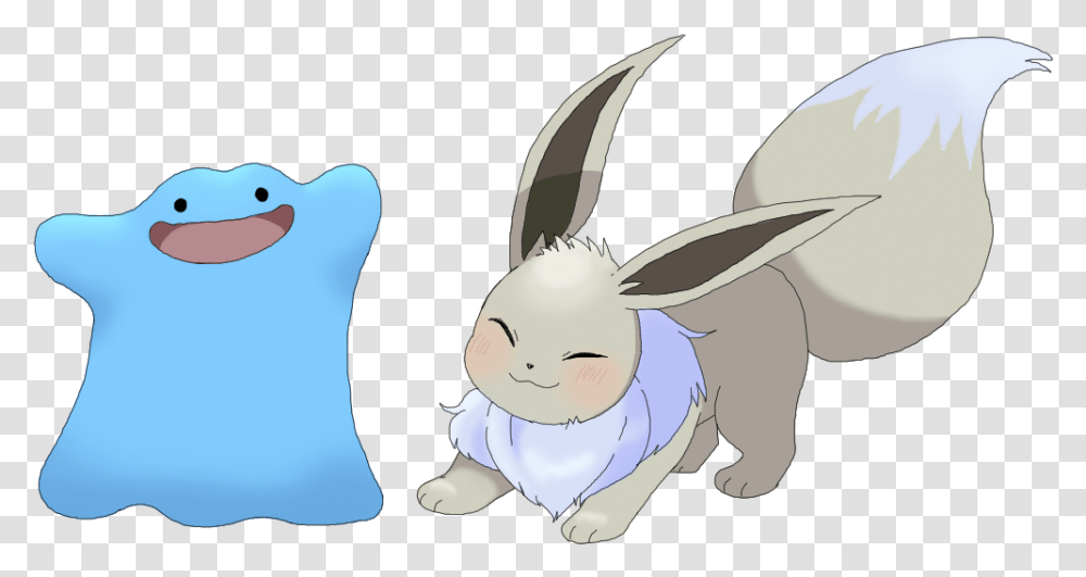 Eevee And Ditto Pokemon Drawn By Midorimachiko Danbooru Soft, Rodent, Mammal, Animal, Hare Transparent Png