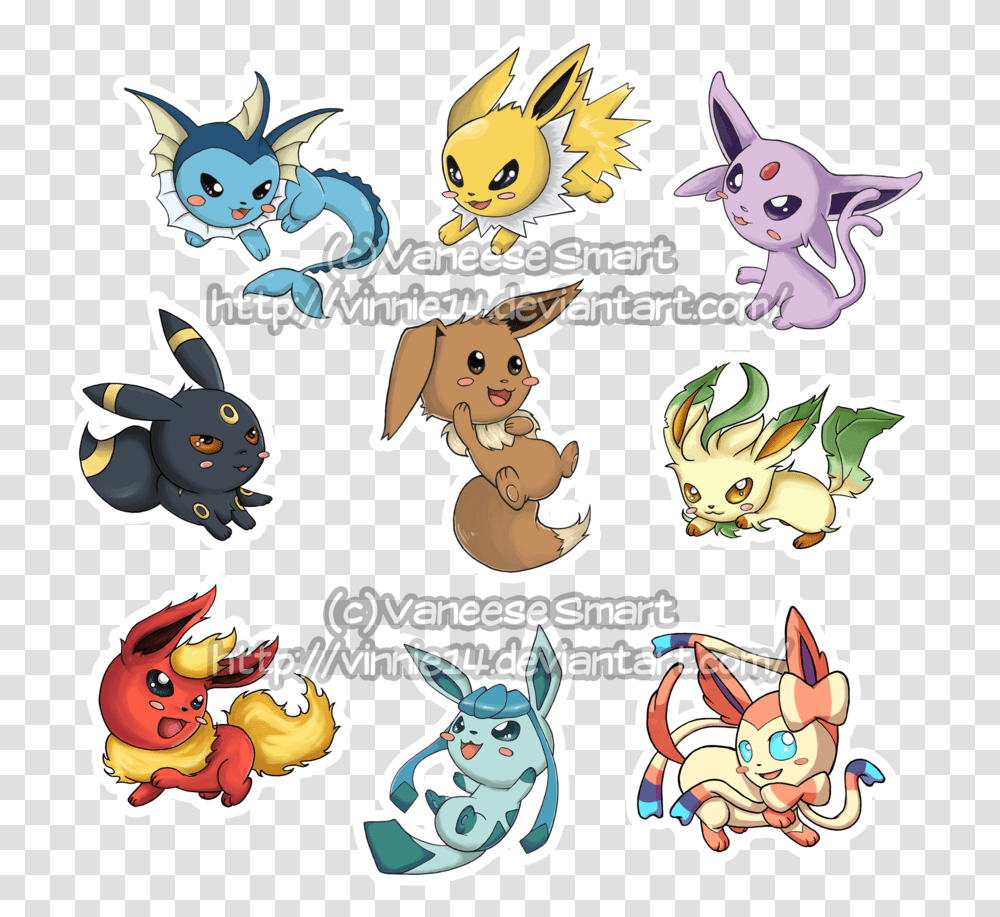 Eevee Evolutions Can You Name All Their Types All Of Pokemon Eevee Evolution All, Label, Text, Art, Graphics Transparent Png