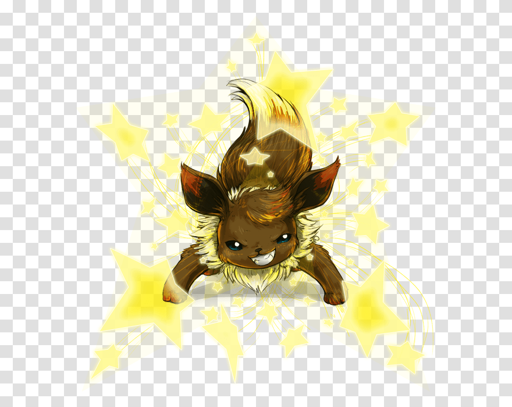 Eevee Used Swift By Scowlingelf Illustration, Star Symbol, Pet, Animal Transparent Png