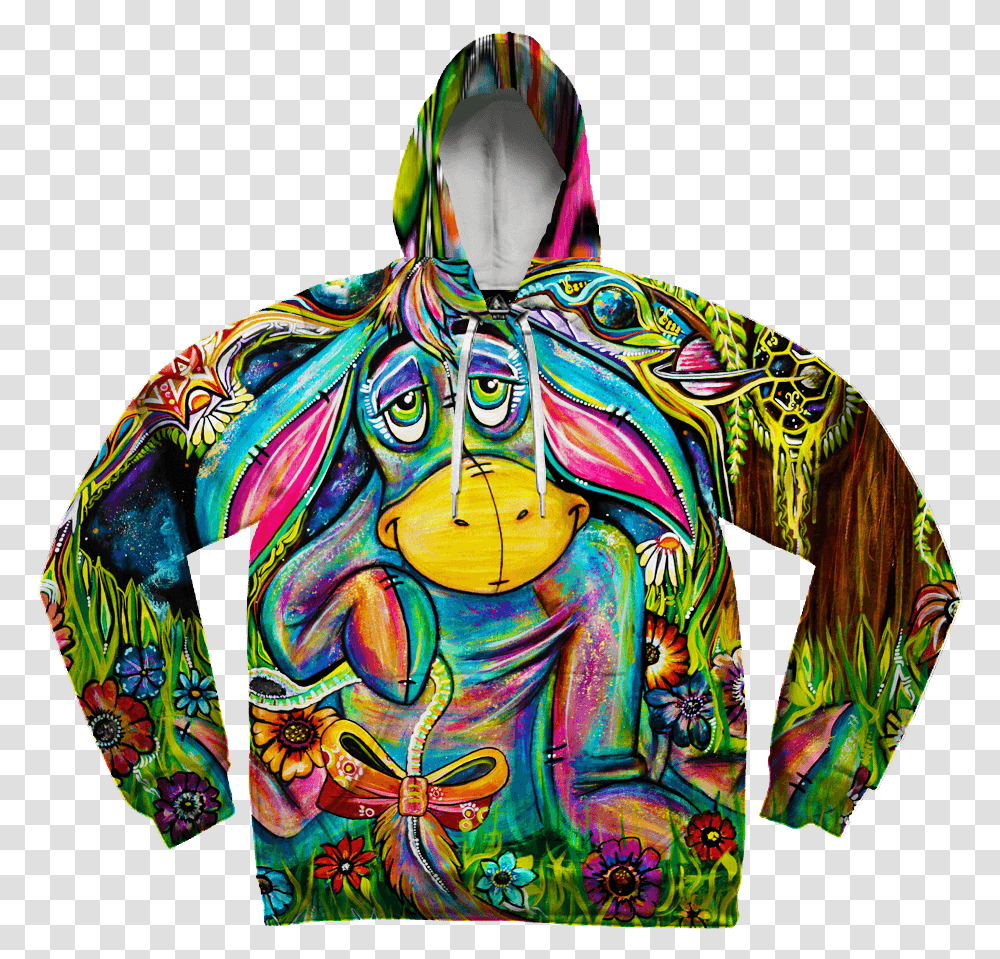 Eeyore Unisex Hoodie Blue And Gold Hoodie, Art, Person, Human, Drawing Transparent Png