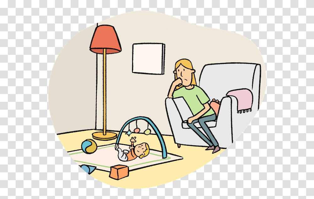 Effects Of Mental Illness Postpartum Depression Cartoon, Person, Human, Lamp, Table Lamp Transparent Png