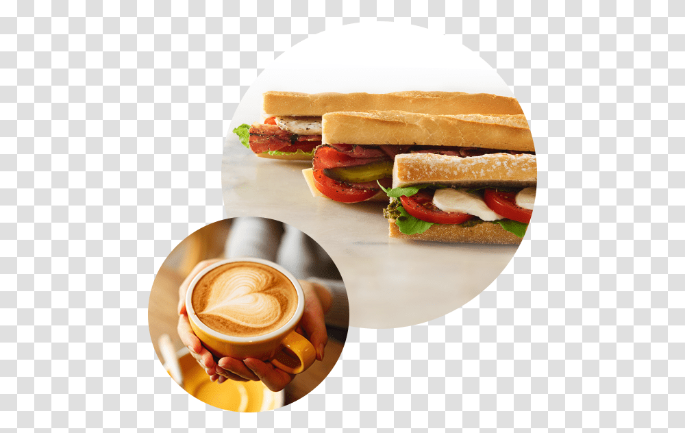Egg Baguette Upper Crust, Burger, Food, Coffee Cup, Beverage Transparent Png