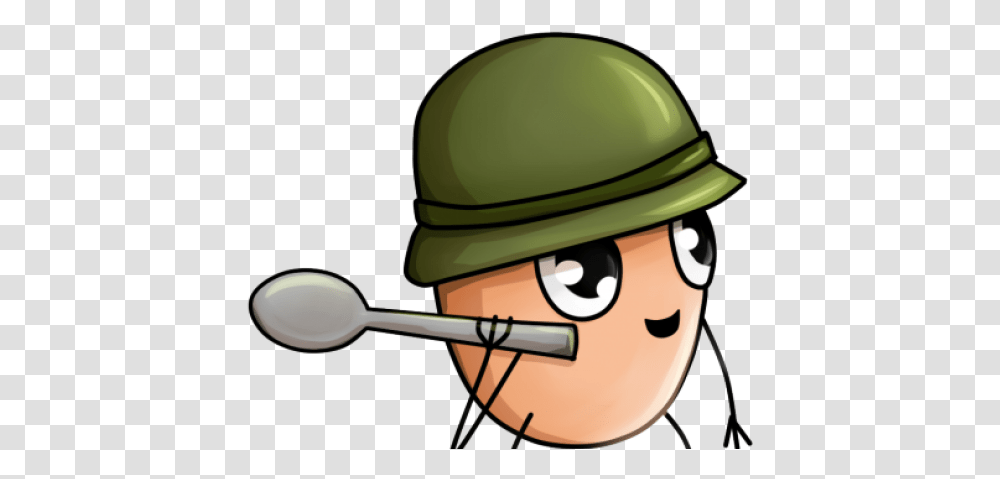 Egg Soldier Cartoon, Helmet, Apparel, Cutlery Transparent Png